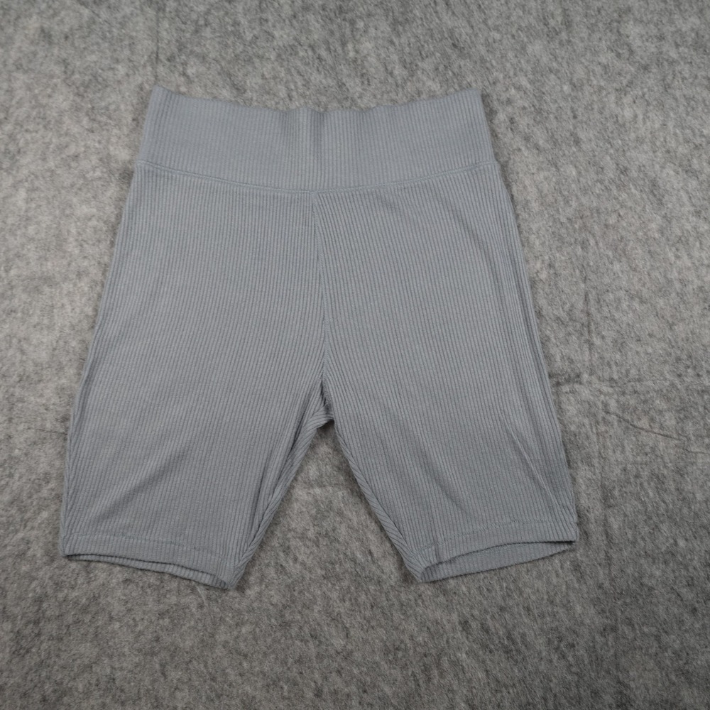 Rag & Bone Short Womens Medium Blue Ribbed Knit High Waist Stretch Biker Active